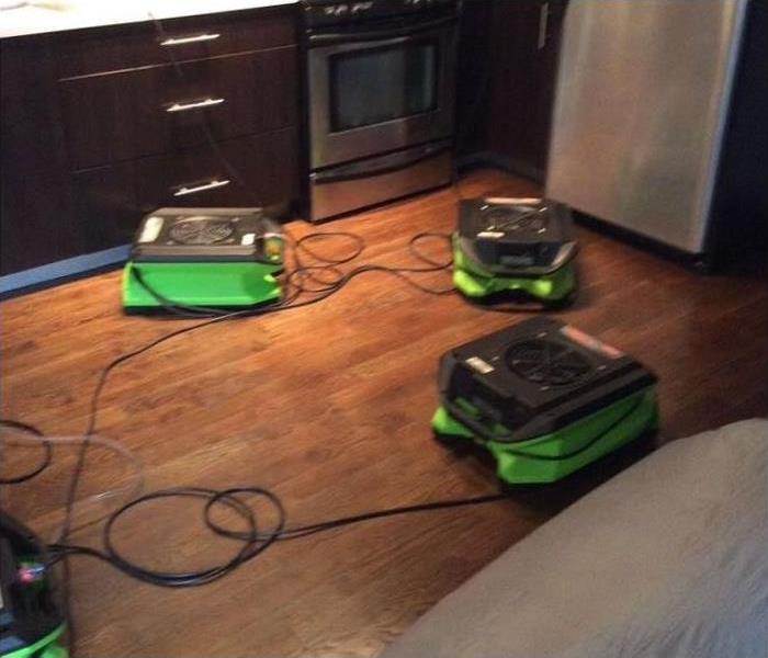 SERVPRO drying equipment being used in kitchen